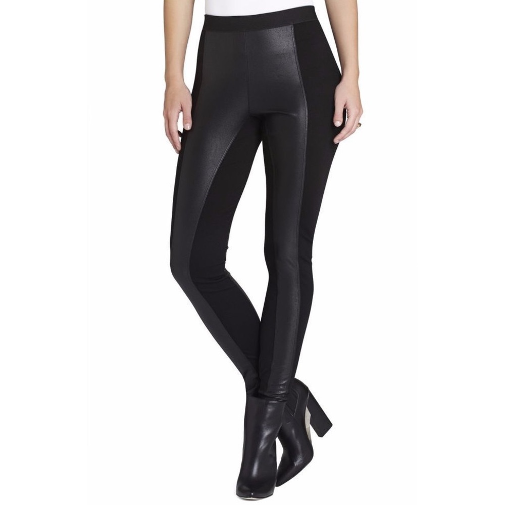 BCBG MaxAzria Black Faux Leather Leggings Size S